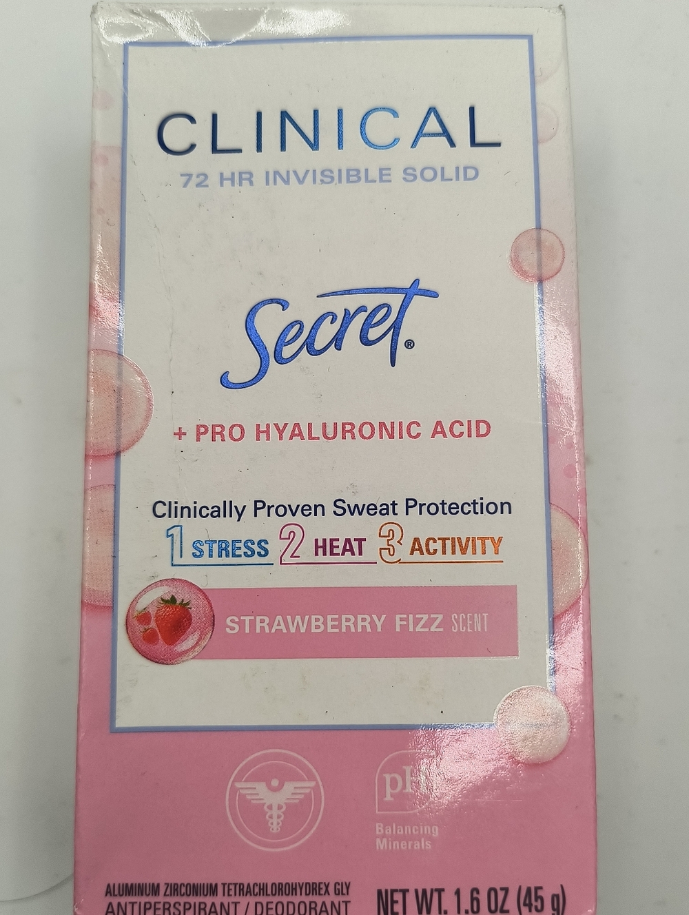 Secret Clinical Strawberry Fizz Invisible Solid Antiperspirant Deodorant 1.6oz